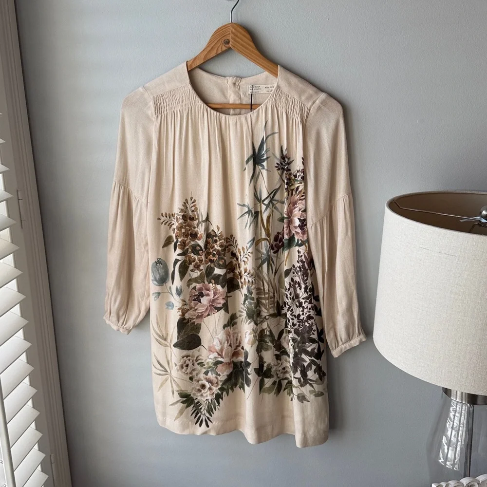 ZARA NWT Girls Floral Long Sleeve Dress Sz‎ 11/12